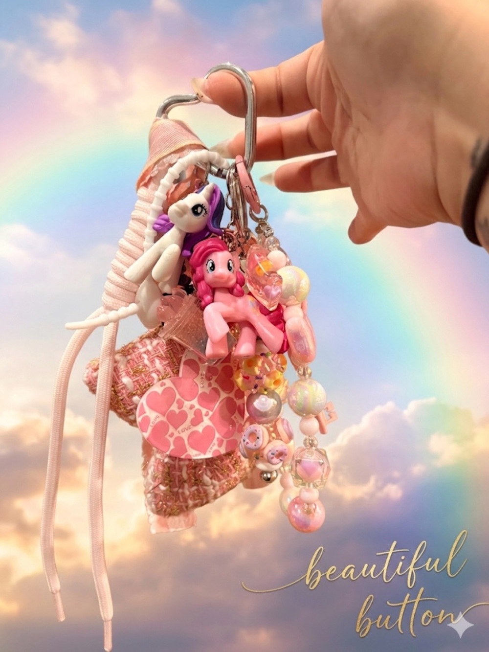 Custom made keychain -Pink My Little Pony